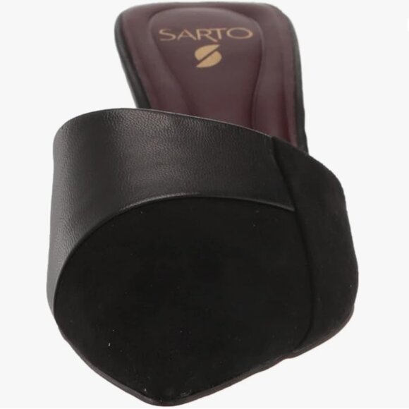 SARTO by Franco Sarto Dune pointed-toe kitten Black Leather & Suede Mules, 8M - Picture 3 of 9